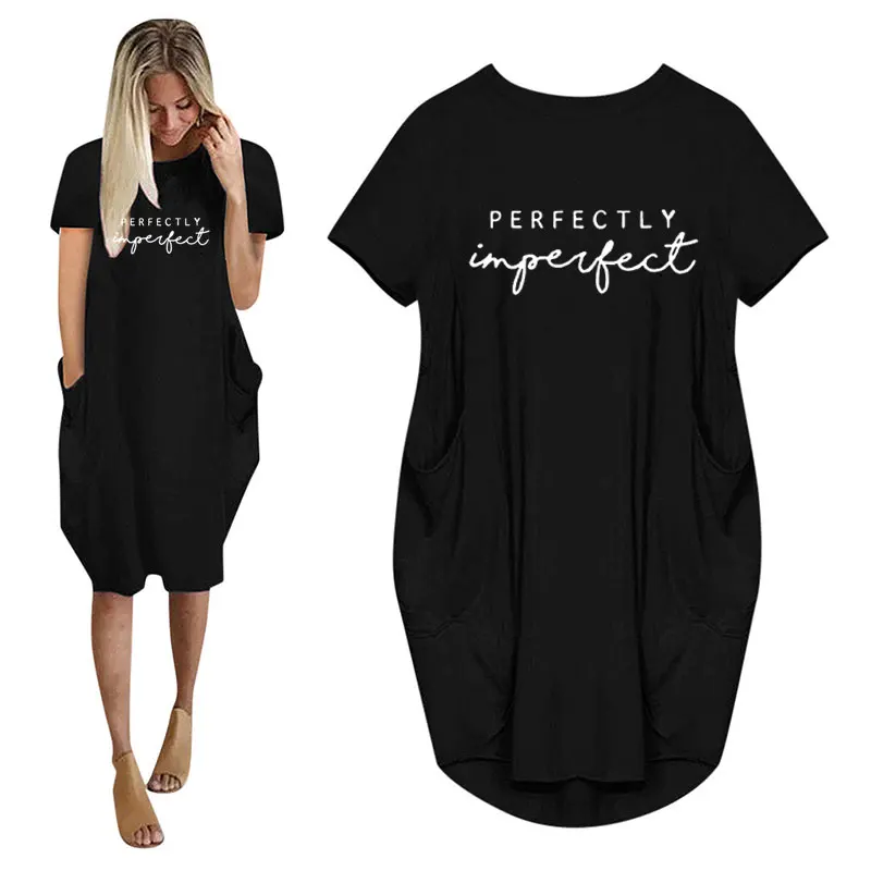 PERFECTLY IMPERFECT Letters Print Women Summer Dress With Pocket Ladies O Neck Tops Female Streetwear T Shirt Dress
PERFECTLY IMPERFECT Letters Print Women Summer Dress With Pocket Ladies O Neck Tops Female Streetwear T Shirt Dress