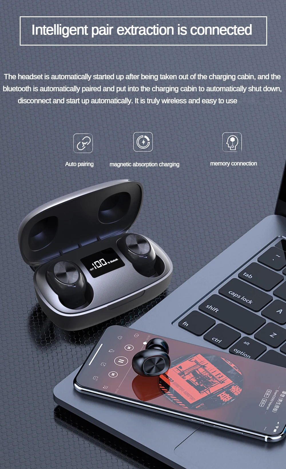 0 wireless earphone one key control earbud waterproof hfi sound