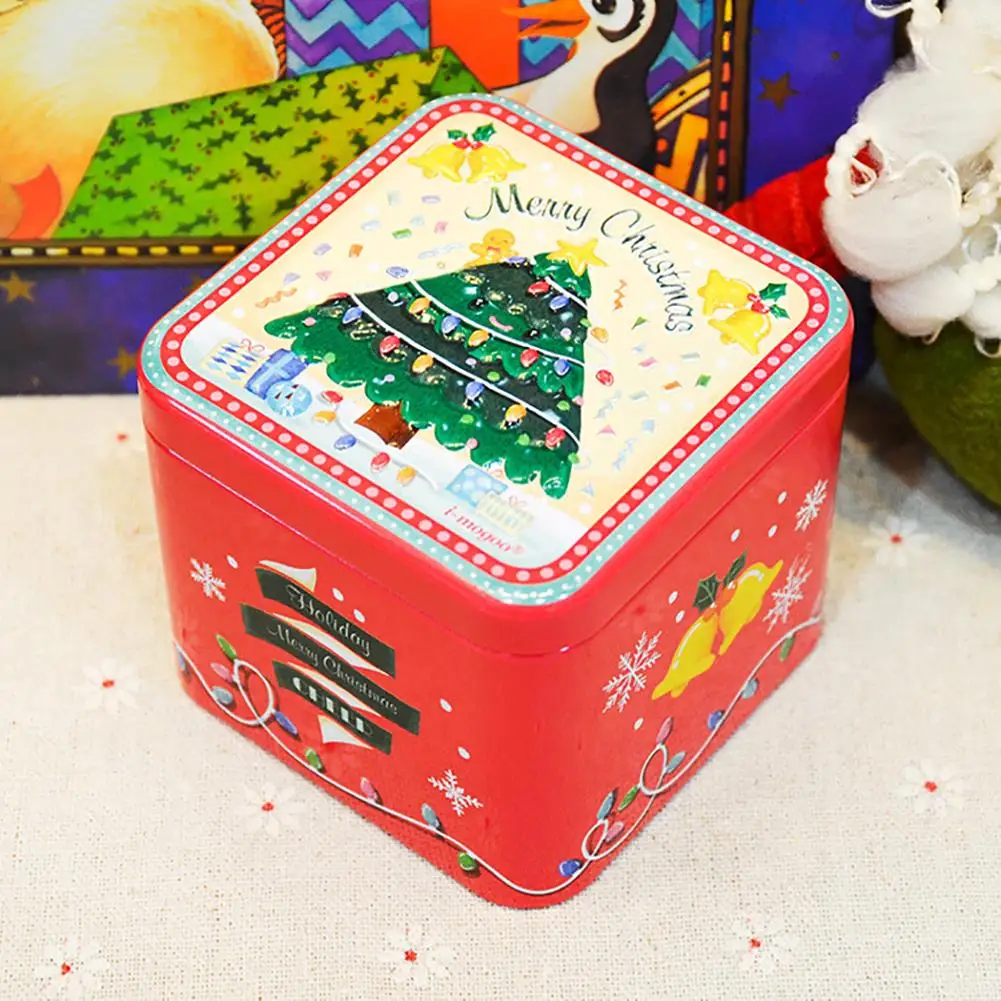 christmas santa elk tinplate gift box mini snowman storage candy