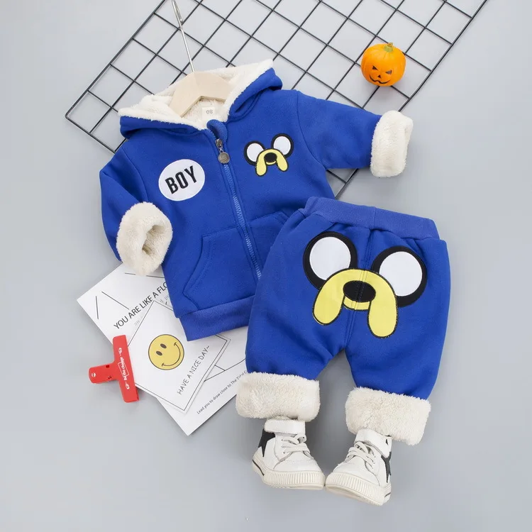 Baby winter clothing two-piece set 1-2-3 years old Korean version of fashionable boy with velvet and thick hoodie suit children 
Baby winter clothing two-piece set 1-2-3 years old Korean version of fashionable boy with velvet and thick hoodie suit children