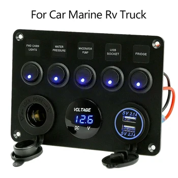 5 Sets Of On-Off Toggle Switch Control Panel Voltmeter Dual USB Combination Panel with Fuse Box Protection for Car Marine Rv Tru
5 Sets Of On-Off Toggle Switch Control Panel Voltmeter Dual USB Combination Panel with Fuse Box Protection for Car Marine Rv Tru