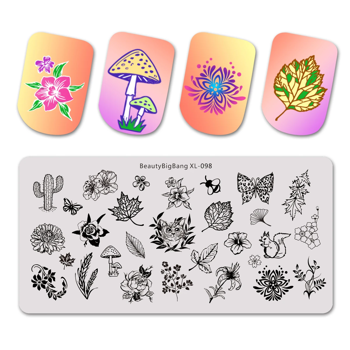 Пластины для стемпинга ногтей Beautybigbang шаблоны дизайна в виде кошек бабочек