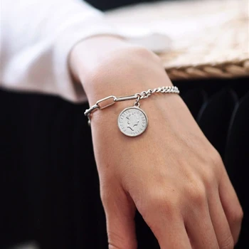 GHIDBK Dainty Queen Elizabeth Coin Chain Pendant Bangle Bracelets Handmade Portrait Disc Charm Bracelet Minimalist Women Bangles 
GHIDBK Dainty Queen Elizabeth Coin Chain Pendant Bangle Bracelets Handmade Portrait Disc Charm Bracelet Minimalist Women Bangles