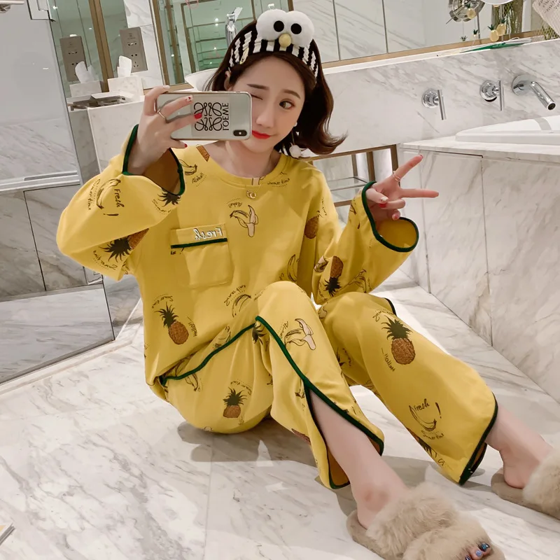 Pajamas Women's New Style Long Sleeve Pullover Spring And Autumn Homewear Set Knitted Cotton 6535 Double-Sided jing suo 210 Gram
Pajamas Women's New Style Long Sleeve Pullover Spring And Autumn Homewear Set Knitted Cotton 6535 Double-Sided jing suo 210 Gram