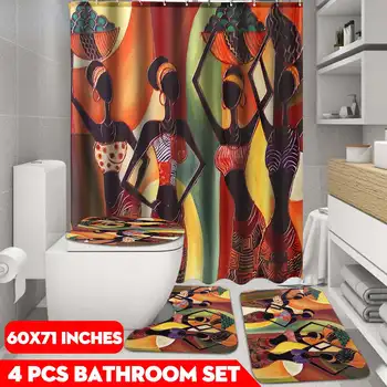4pcs Waterproof Shower Curtain African Women with Africa Girl Non-Slip Bath Mat Rugs Carpet Kit Bathroom Decor
4pcs Waterproof Shower Curtain African Women with Africa Girl Non-Slip Bath Mat Rugs Carpet Kit Bathroom Decor