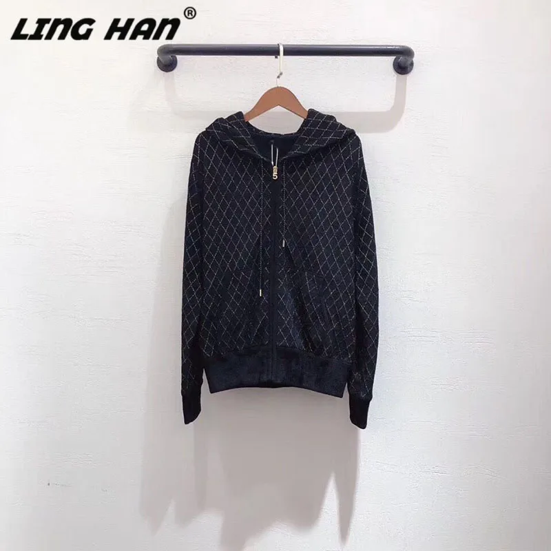 LINGHAN Fashion Argyle pattern coat Casual Long sleeve Hoodeds Designer Autumn Winter New
LINGHAN Fashion Argyle pattern coat Casual Long sleeve Hoodeds Designer Autumn Winter New