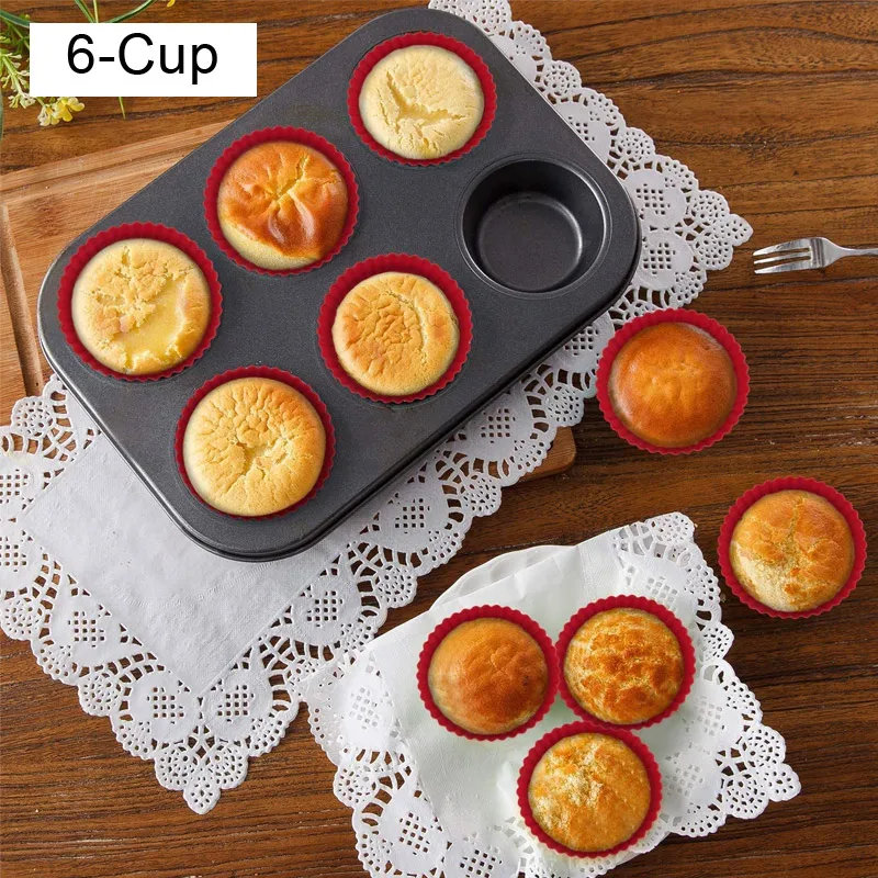 QAQGEAR Moules à muffins/moules en silicone pour la cuisson sans BPA 12 tasses antiadhésives Mini Muffin Cupcake avec poignées lavable au lave-vaisselle/micro-ondes/four 