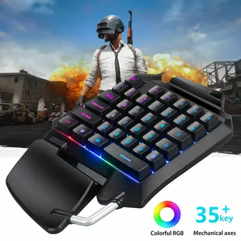 Wired Gaming Keypad RGB Backlit Keyboard 35 Keys One-handed Membrane Keyboard with Palm Rest for LOL/PUBG/CF
Wired Gaming Keypad RGB Backlit Keyboard 35 Keys One-handed Membrane Keyboard with Palm Rest for LOL/PUBG/CF