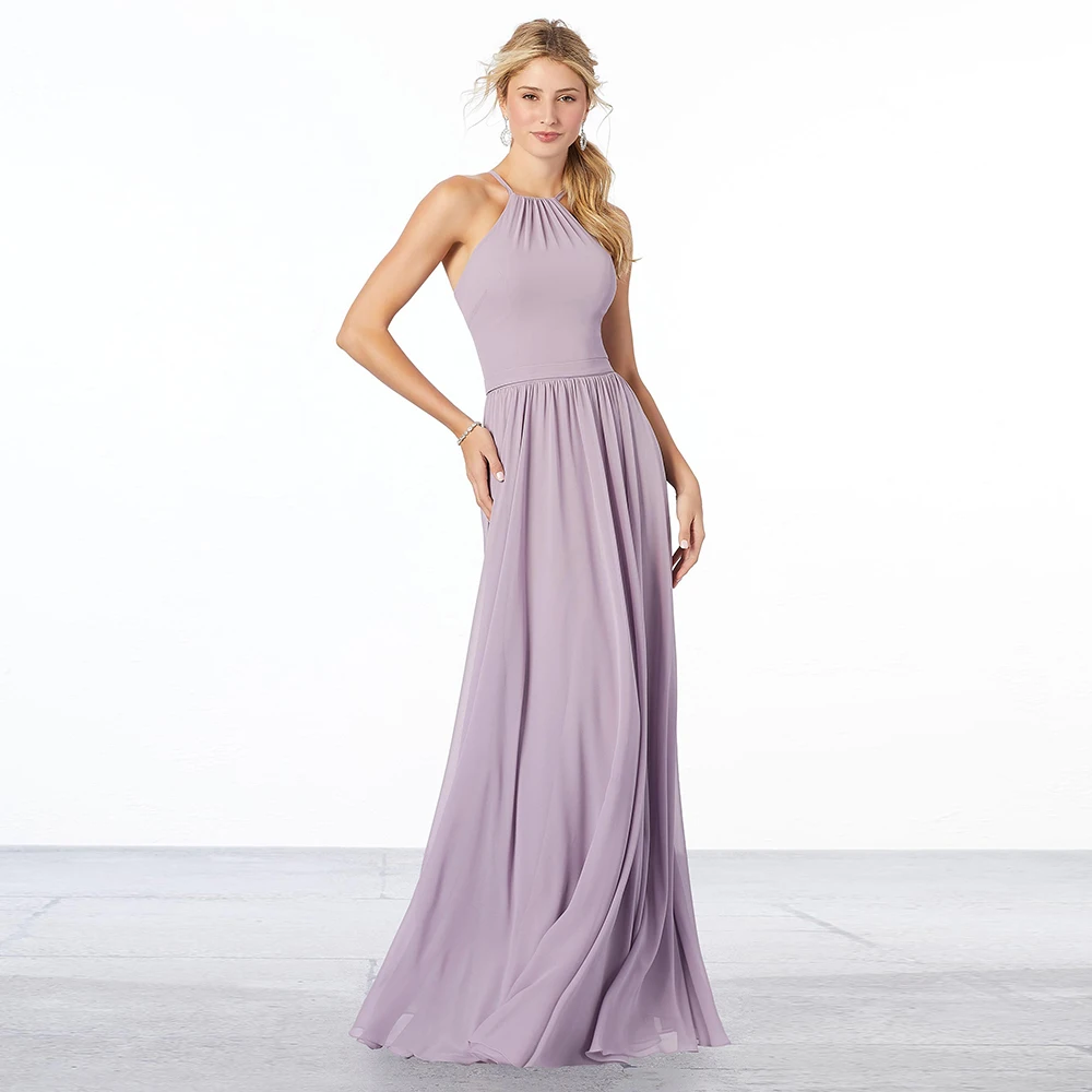 Classic chiffon bridesmaid dresses 2020 Lilac high halter neckline A-line skirt ruffle back customize colour
Classic chiffon bridesmaid dresses 2020 Lilac high halter neckline A-line skirt ruffle back customize colour
