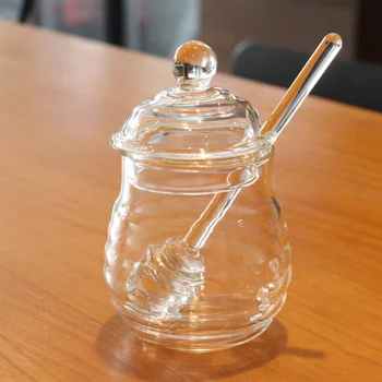250ml Glass Honey Pot Clear Jam Jar Set with Dipper and Lid for Home Kitchen Use 
250ml Glass Honey Pot Clear Jam Jar Set with Dipper and Lid for Home Kitchen Use