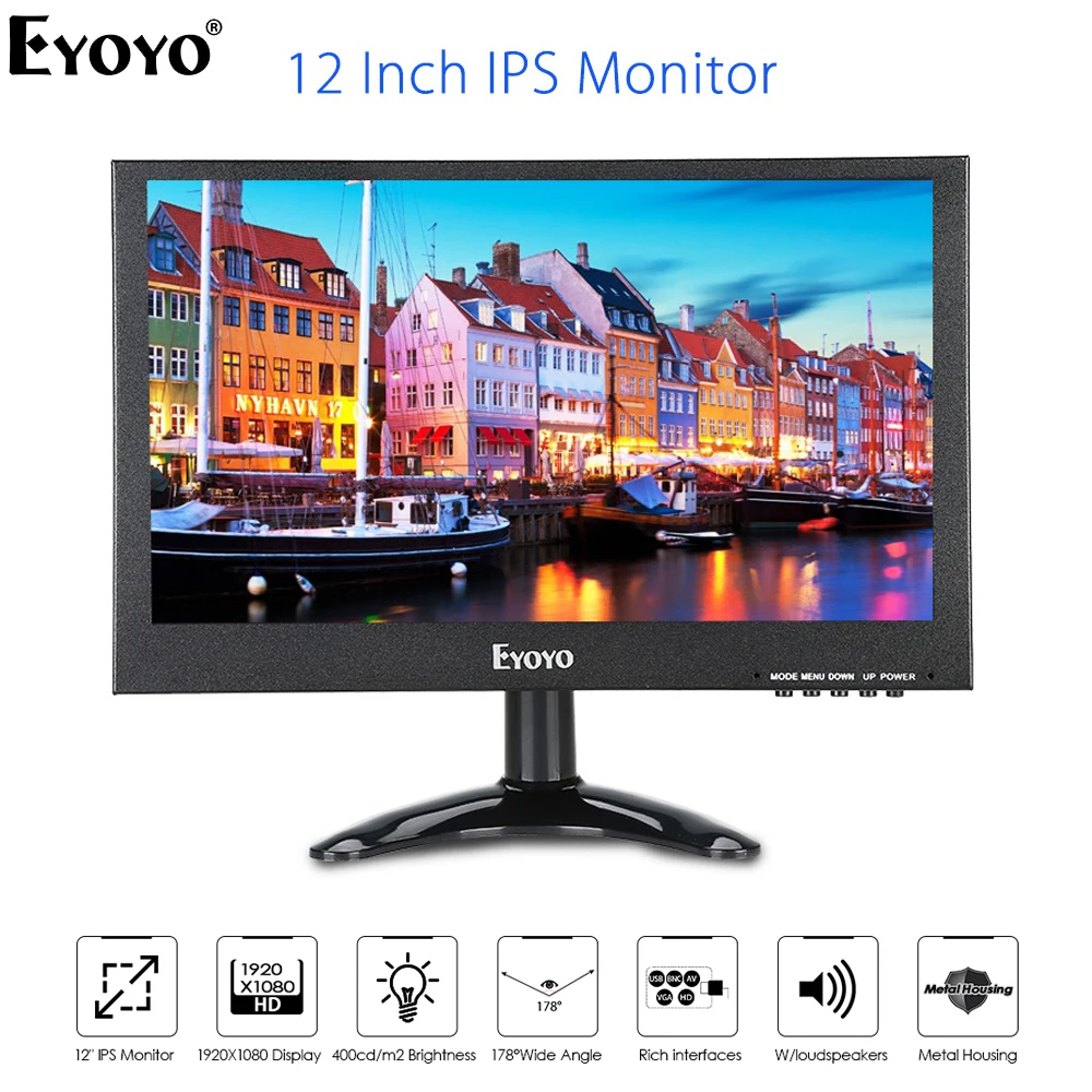 EYOYO EM12G 12" IPS Monitor FHD 1920x1080 Display With VGA BNC AV USB Input Doub Loudspeakers For PC CCTV DVR Security Camera
EYOYO EM12G 12" IPS Monitor FHD 1920x1080 Display With VGA BNC AV USB Input Doub Loudspeakers For PC CCTV DVR Security Camera