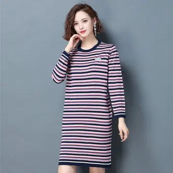 Winter Autumn Colored Horizontal Stripe Wool Knit Dress Women Vintage Warm Soft Mini Length Cashmere Woolen Blend Straight Dress
Winter Autumn Colored Horizontal Stripe Wool Knit Dress Women Vintage Warm Soft Mini Length Cashmere Woolen Blend Straight Dress