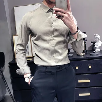 British Style Men Shirt Long Sleeve Casual Dress Shirts High Quality Solid Color Formal Business Streetwear Social Shirts Blusa
British Style Men Shirt Long Sleeve Casual Dress Shirts High Quality Solid Color Formal Business Streetwear Social Shirts Blusa