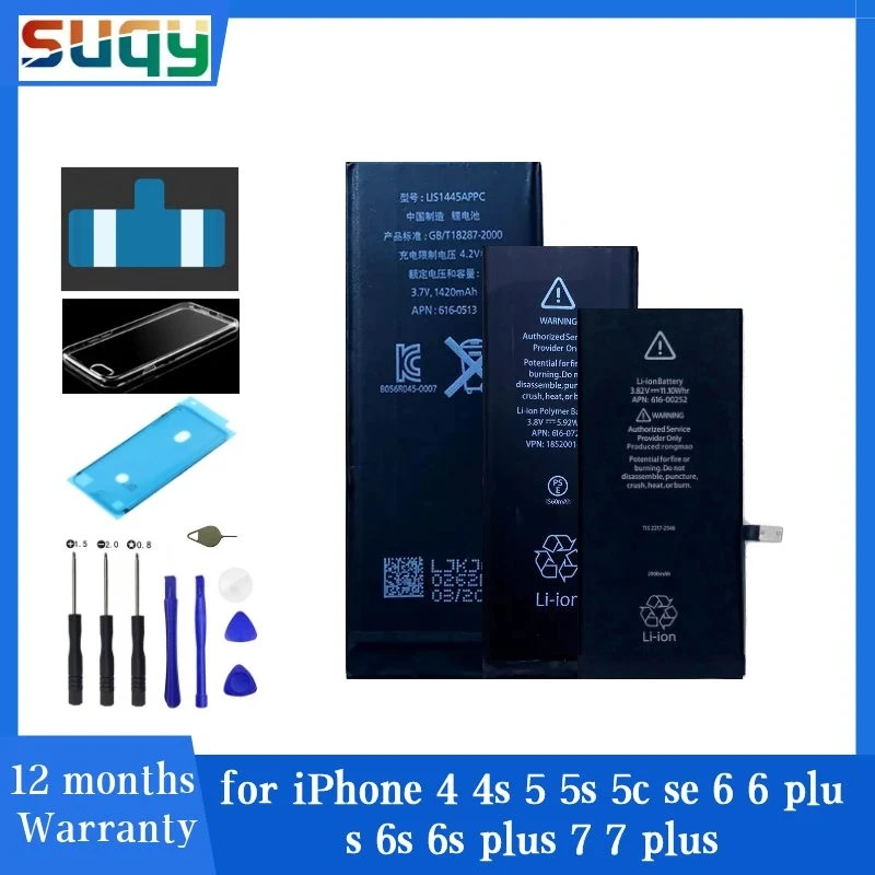 Suqy for Iphone 4s Battery for Apple Iphone 4 5 5s 5c Se 6 6 Plus 6s 6s Plus 7 Plus Batterie for Iphone 7 Rechargeable Batteries
Suqy for Iphone 4s Battery for Apple Iphone 4 5 5s 5c Se 6 6 Plus 6s 6s Plus 7 Plus Batterie for Iphone 7 Rechargeable Batteries
