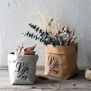 Washable Kraft Paper Storage Bag Nordic Cosmetic Organizer Pouch Home Desktop Creative Flower Pot Foldable Bags 
Washable Kraft Paper Storage Bag Nordic Cosmetic Organizer Pouch Home Desktop Creative Flower Pot Foldable Bags