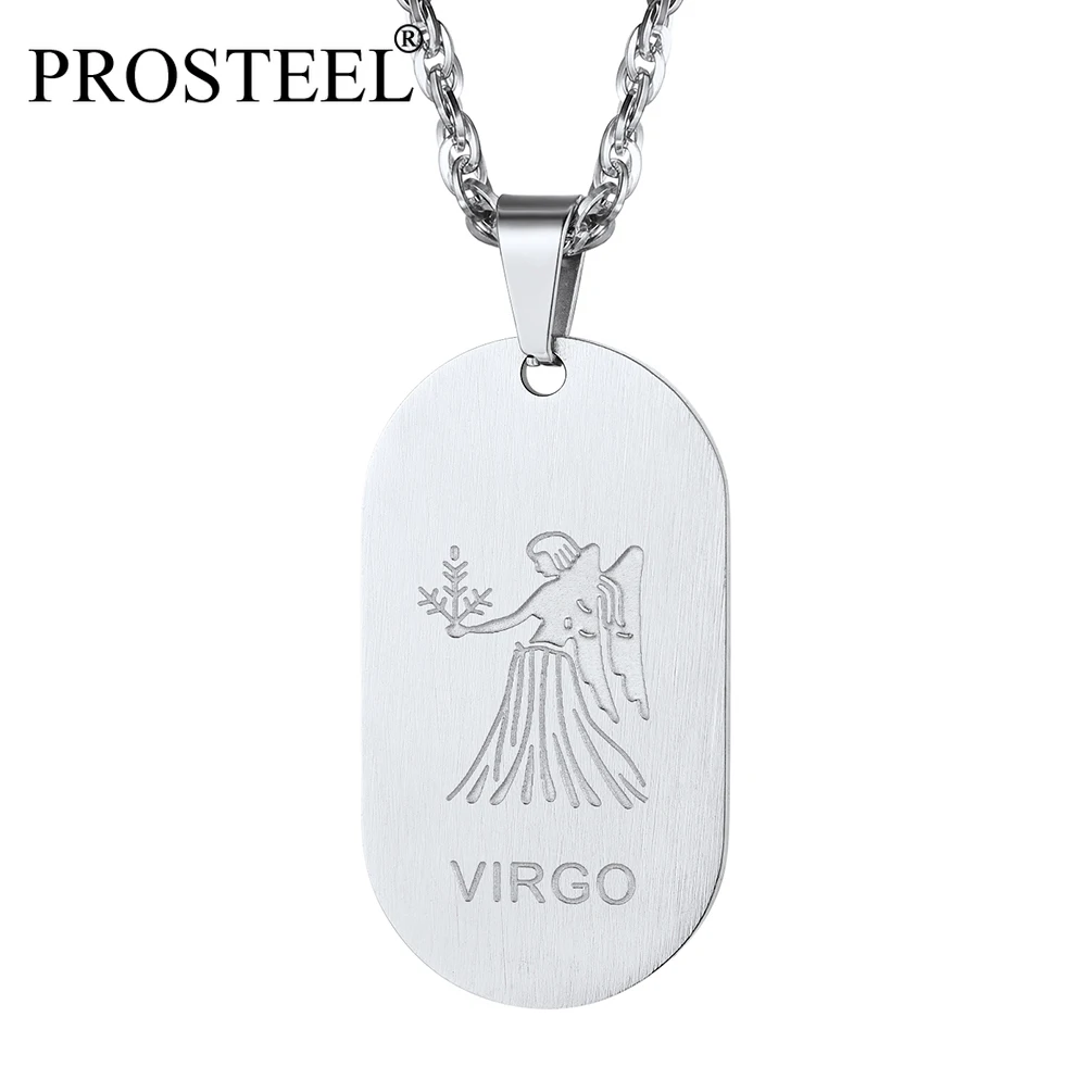 PROSTEEL Stainless Steel Dogtag Necklace Zodiac Constellation Pendant Chain 18K Gold/Black Plated Boy Men Women Birthday Gift
PROSTEEL Stainless Steel Dogtag Necklace Zodiac Constellation Pendant Chain 18K Gold/Black Plated Boy Men Women Birthday Gift