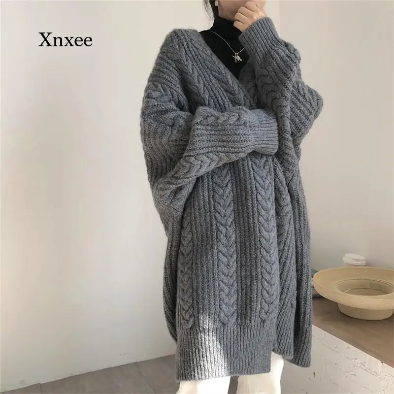 

Ribbing Cardigans New Women's Sweaters Autumn Winter Fashionable Bat Sleeve Oversize Warm Wild Knitwear Tops Clothing