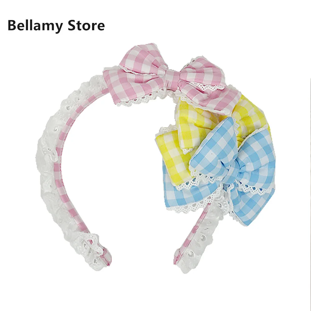 Cute lattice Light pink and light blue and light yellow contrast lace ribbon Hairband
Cute lattice Light pink and light blue and light yellow contrast lace ribbon Hairband