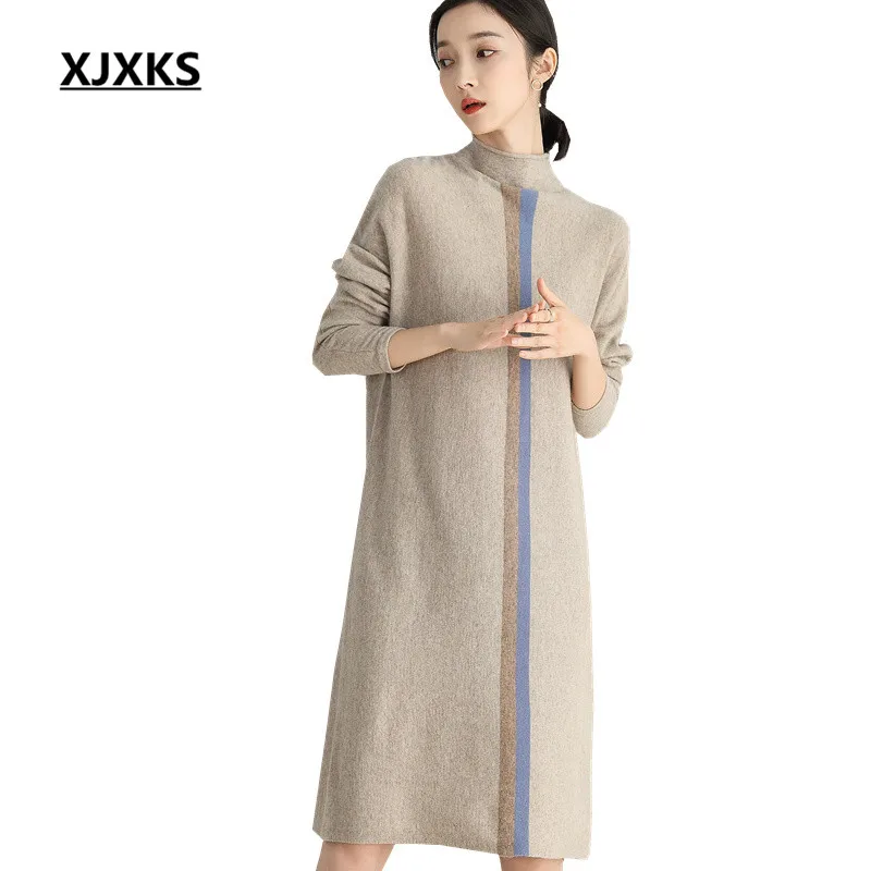 XJXKS Women long tutleneck sweater 2019 autumn and winter new comfort 100% wool knitted dress women pullover
XJXKS Women long tutleneck sweater 2019 autumn and winter new comfort 100% wool knitted dress women pullover