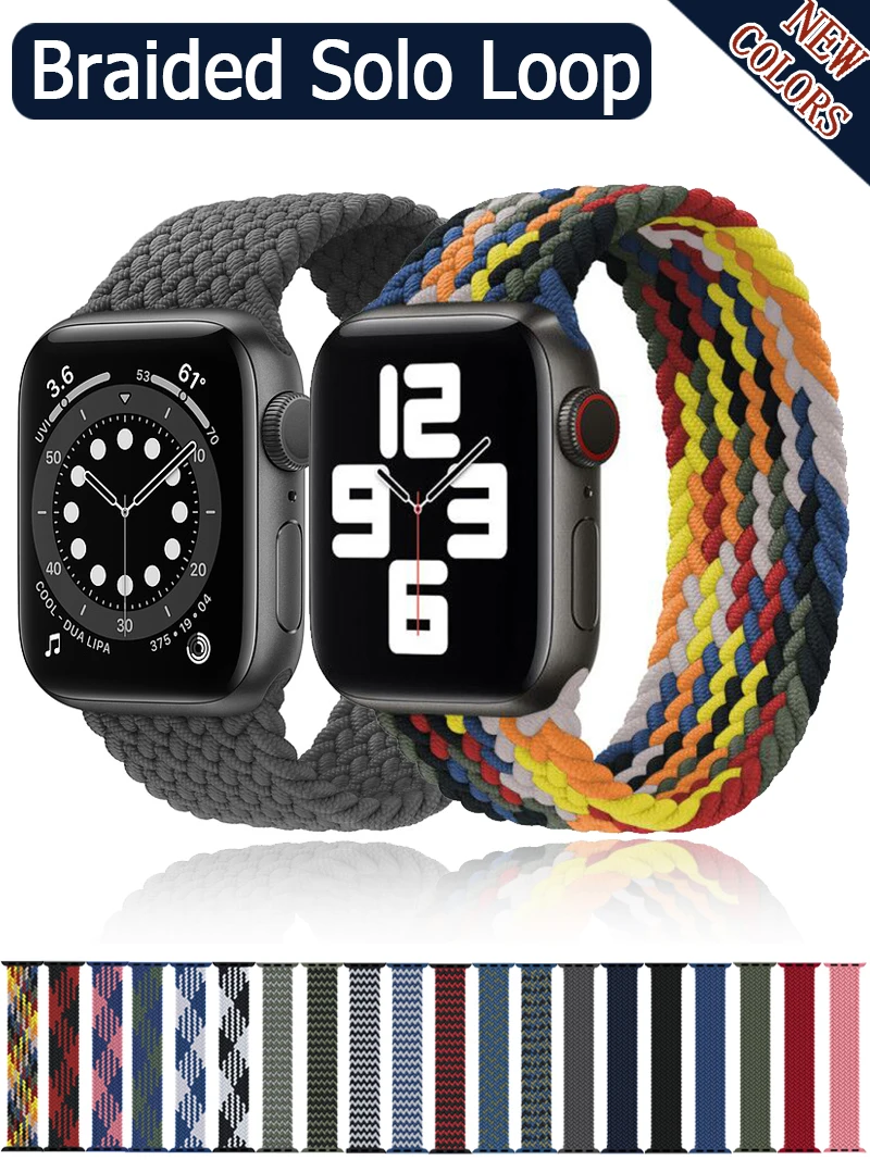 2020 Braided Solo Loop Nylon fabric Strap For Apple Watch band 44mm 40mm 38mm 42mm Elastic 2020 Braided Solo Loop Nylon fabric Strap For Apple Watch band 44mm 40mm 38mm 42mm Elastic