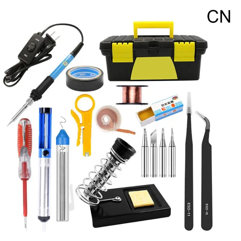 16Pcs/set 60W Soldering Iron Kits Adjustable Temperature Welding Tools US/UK/EU/CN Plug
16Pcs/set 60W Soldering Iron Kits Adjustable Temperature Welding Tools US/UK/EU/CN Plug