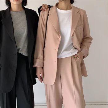 2020 Spring Women Pant Suit Chic Loose 2 Pieces Set Single-breasted Notched Jacket & Straight Pant Female Blazer Suit
2020 Spring Women Pant Suit Chic Loose 2 Pieces Set Single-breasted Notched Jacket & Straight Pant Female Blazer Suit
