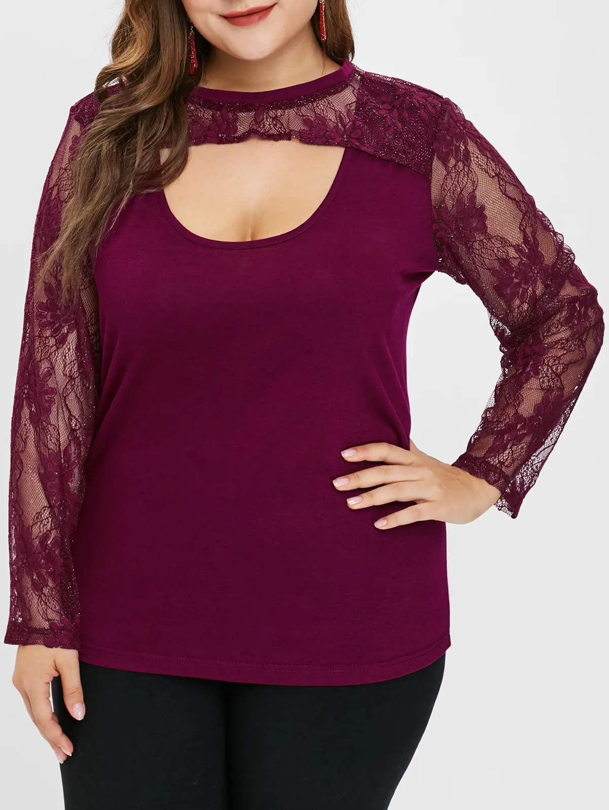 ROSEGAL Fall Spring Plus Size Lace Panel Cut Out Round Neck Tee Casual Long Sleeves T Shirts Cut Out Women Big Size Tops
ROSEGAL Fall Spring Plus Size Lace Panel Cut Out Round Neck Tee Casual Long Sleeves T Shirts Cut Out Women Big Size Tops