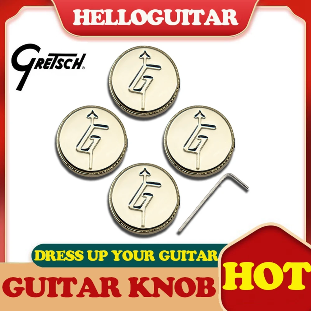 Фото 4Pcs Electric Guitar Knobs Gretsch Metal Hollow Body Control Volume Tone Knob With Arrow “G” Logo | Спорт и развлечения