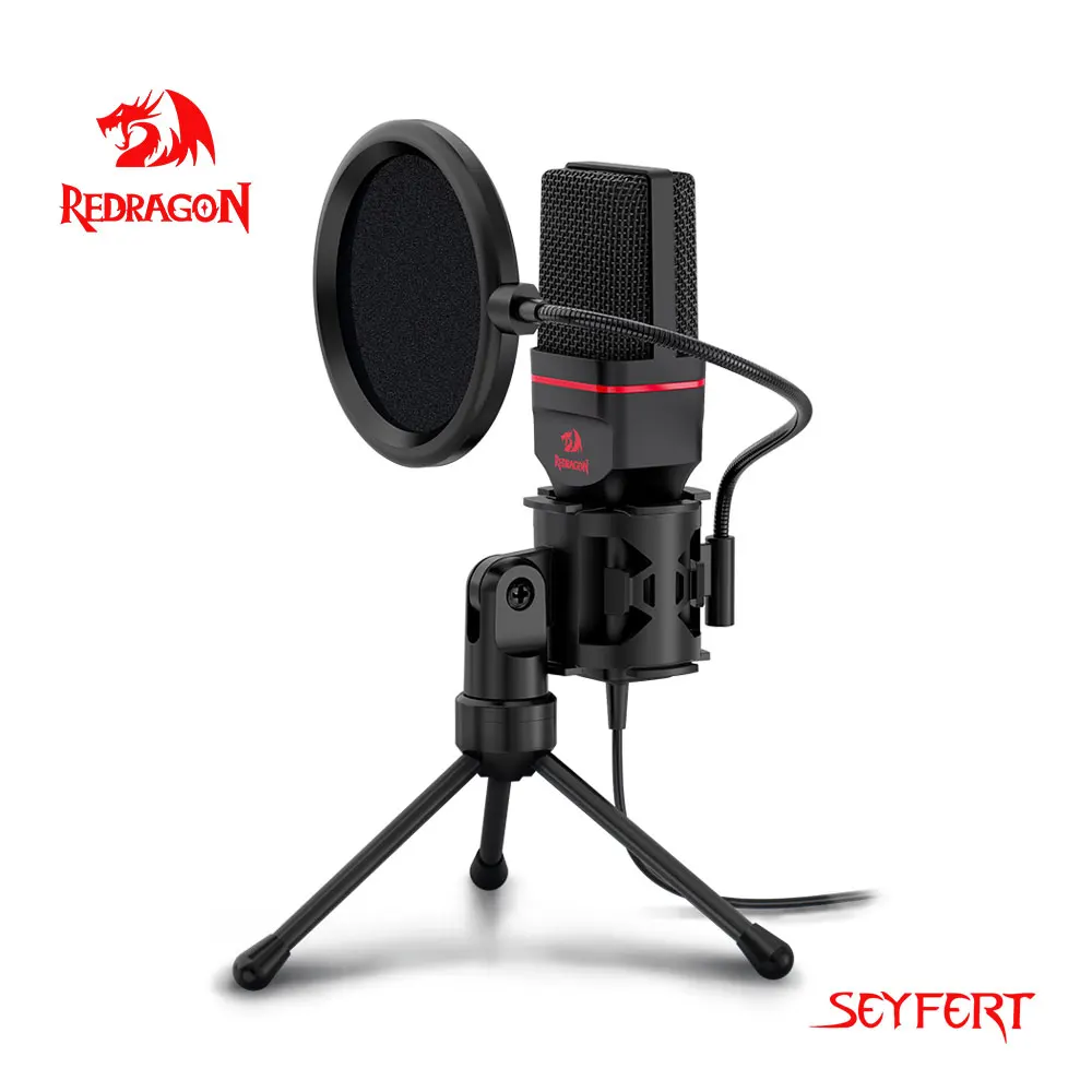 Redragon Seyfert Omni Condenser Microphone With Tripod Audio 3.5mm Computer Studio For PC Phone Karaoke Recording phone GM100 |