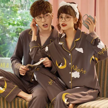 Autumn Winter Woman Pajamas Lapel Button Cardigan Trousers Couple Korean Leisure Can Wear Loose Pajama Set Pigiami Donna 
Autumn Winter Woman Pajamas Lapel Button Cardigan Trousers Couple Korean Leisure Can Wear Loose Pajama Set Pigiami Donna