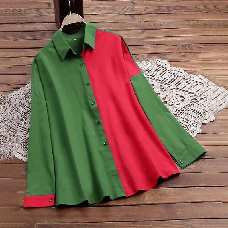 Women's Spring Blouse 2020 ZANZEA Kaftan Patchwork Shirts Casual Long Sleeve Tunic Female Button Blusas Oversized Tops 5XL
Women's Spring Blouse 2020 ZANZEA Kaftan Patchwork Shirts Casual Long Sleeve Tunic Female Button Blusas Oversized Tops 5XL