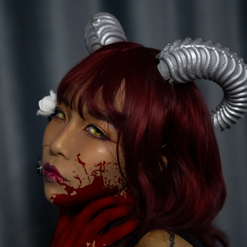 

Top Quality Gothic Steampunk Evil Horns Lolita Sheep Horns Headclip Halloween Party Photography Lolita Headdress Headwear