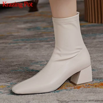 Krazing pot new sheep leather zipper square toe Chelsea boots keep warm plus size gorgeous high heel solid color ankle boots L85
Krazing pot new sheep leather zipper square toe Chelsea boots keep warm plus size gorgeous high heel solid color ankle boots L85