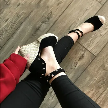 Meotina Summer High Heels Women Sandals Rivets Espadrille Platform Wedges Heel Ankle Strap Shoes Bohemia Sandals Big Size 34-43
Meotina Summer High Heels Women Sandals Rivets Espadrille Platform Wedges Heel Ankle Strap Shoes Bohemia Sandals Big Size 34-43