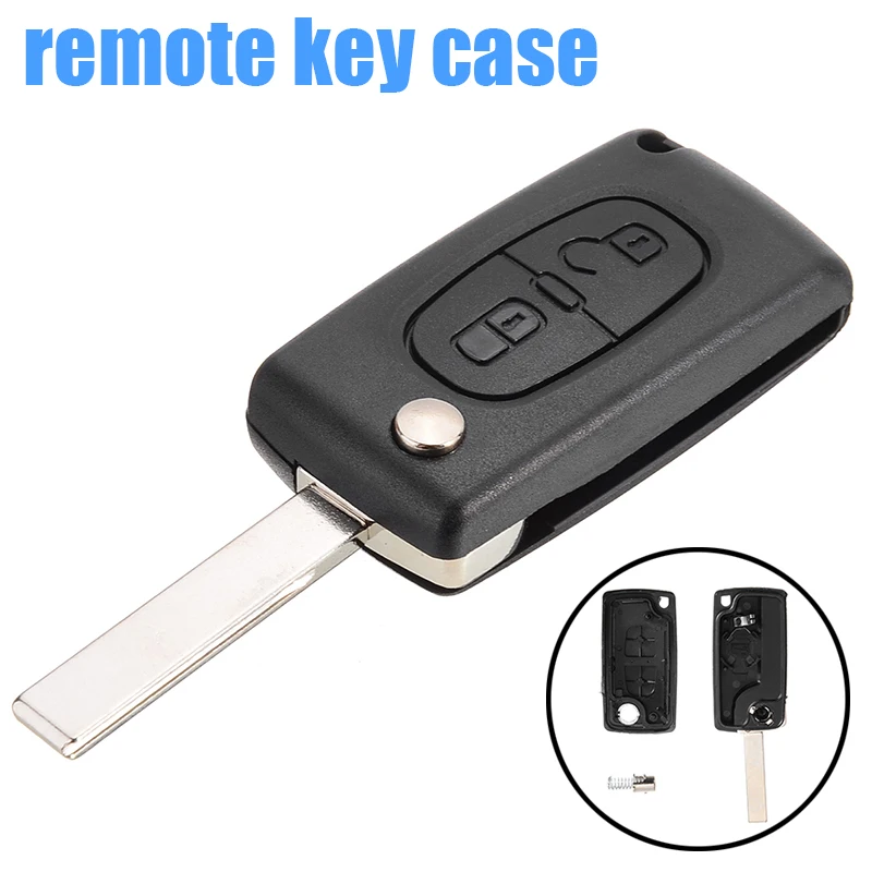 For Peugeot 307 308 407 408 207 2 Buttons Remote Flip Folding Key Shell Uncut Blade Replacement Fob Case No Logo