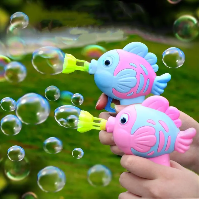 1Pc Cute Fish Soap Water Bubble Gun Bubble Blower Machine Toy For Kids Children Manual Gun Blower