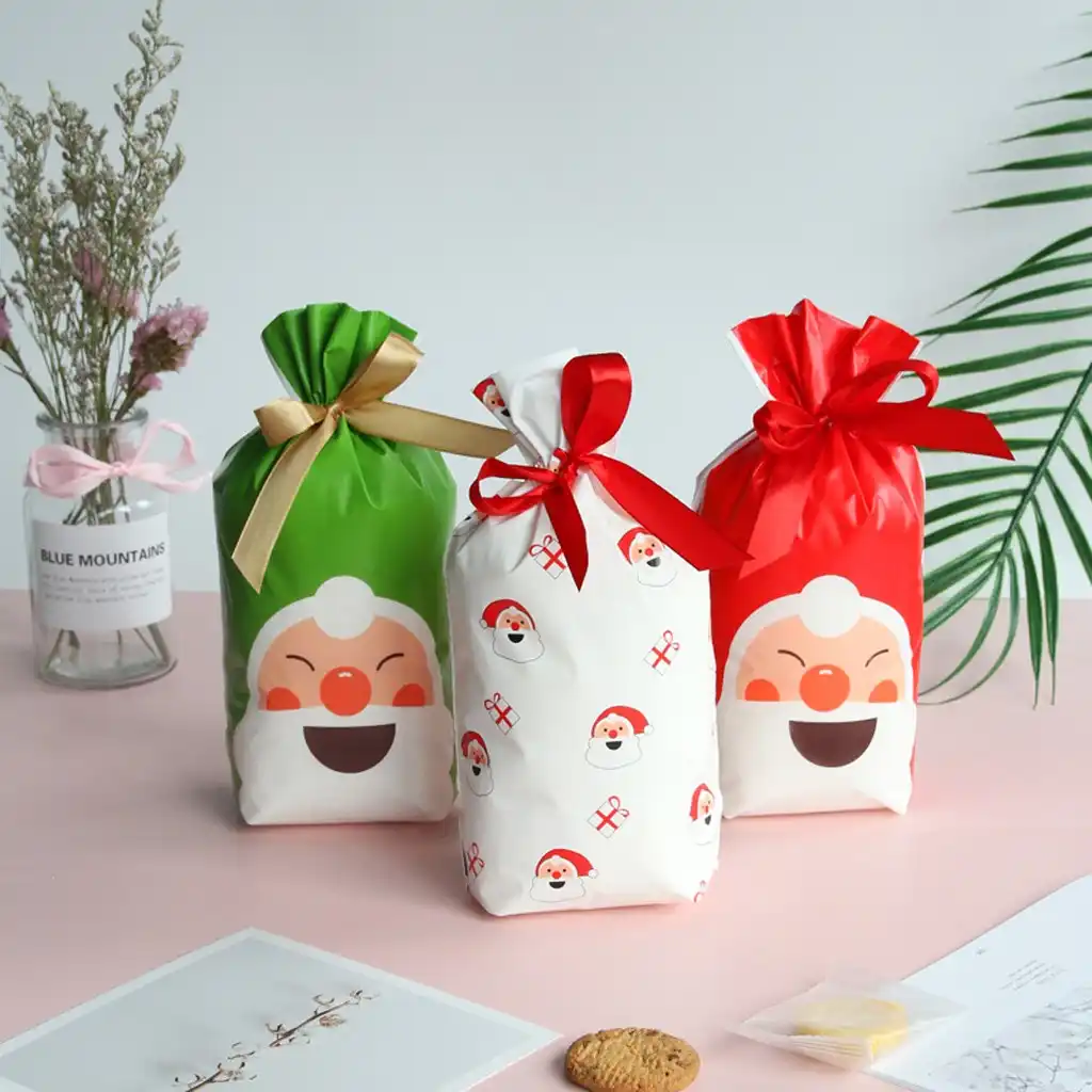 drawstring santa claus gift bag christmas decorations for home