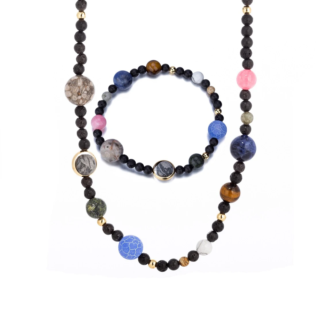 Solar System Nine Planets Beaded Stretch Necklaces Bracelets Set Rock Lava Stones Women Jewelry Set
Solar System Nine Planets Beaded Stretch Necklaces Bracelets Set Rock Lava Stones Women Jewelry Set
