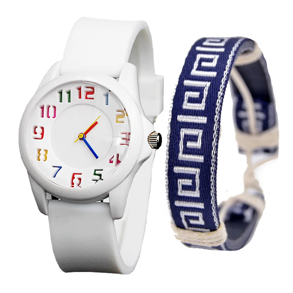 For Both Men And Women Fashion Simple Silicone Quartz Watch + National Wind Cotton Linen Woven Bracelet --- 2 Pieces
For Both Men And Women Fashion Simple Silicone Quartz Watch + National Wind Cotton Linen Woven Bracelet --- 2 Pieces
