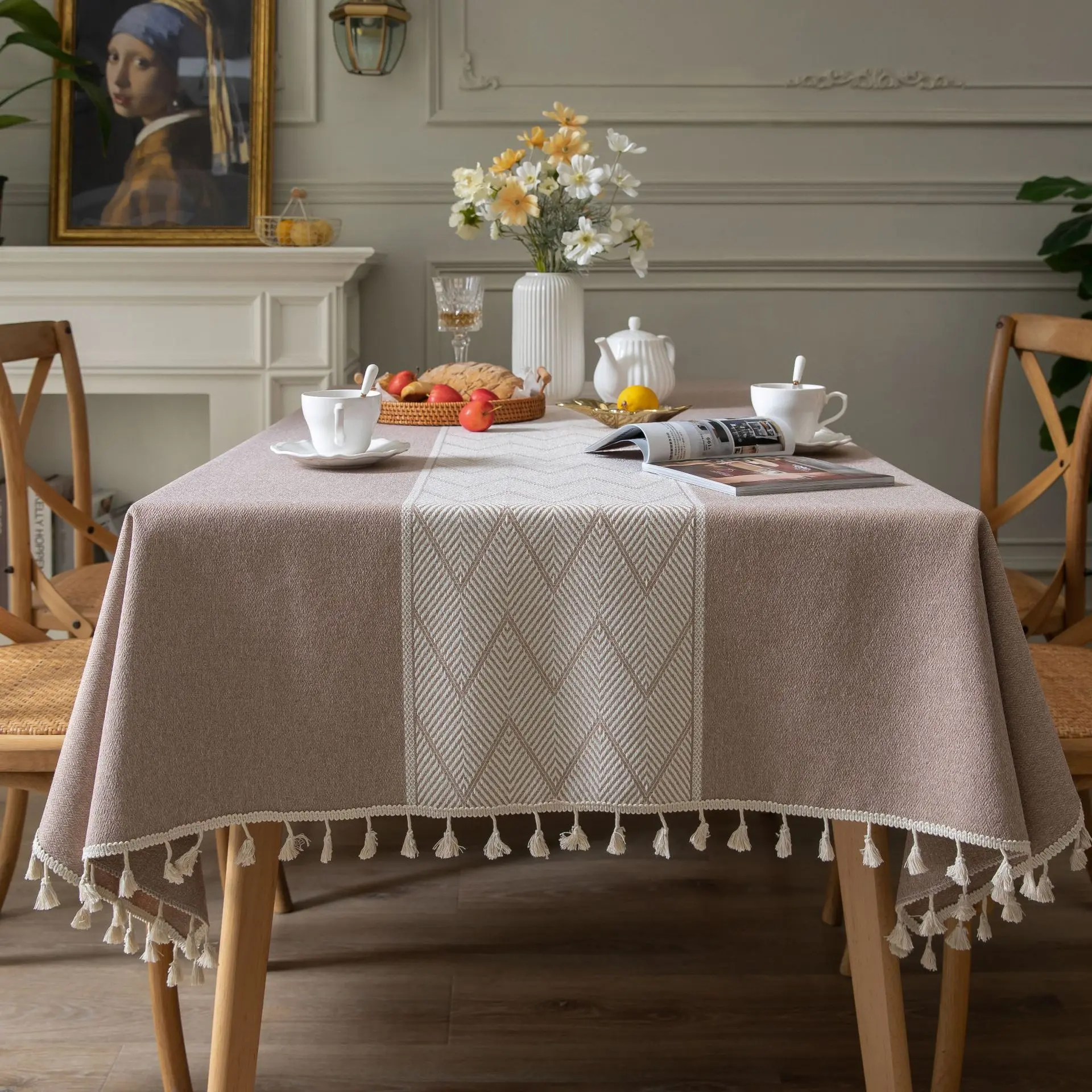 Geometry Home Decorative Table Cloth Linen Wave Jacquard With Tassel Tablecloth Rectangular Wedding Dining Table Cover Tea Cloth
Geometry Home Decorative Table Cloth Linen Wave Jacquard With Tassel Tablecloth Rectangular Wedding Dining Table Cover Tea Cloth