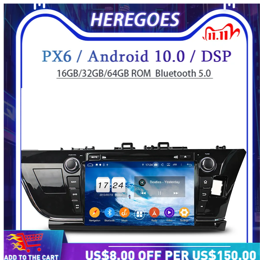PX6 Car DVD Player DSP 9" Android 10.0 4G + 64GB Wifi Bluetooth 5.0 RADIO GPS Map For Toyota COROLLA 2014 2015 2016 right left
PX6 Car DVD Player DSP 9" Android 10.0 4G + 64GB Wifi Bluetooth 5.0 RADIO GPS Map For Toyota COROLLA 2014 2015 2016 right left