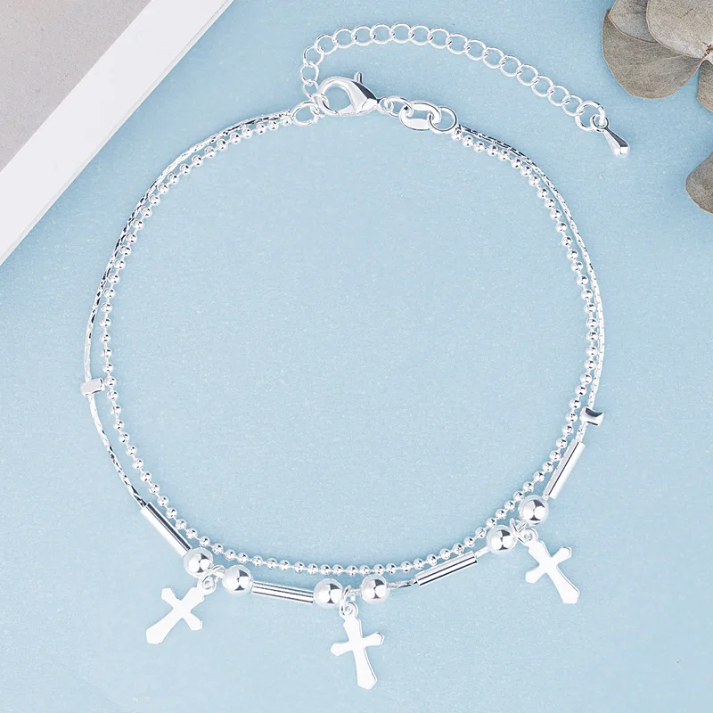 Europe And America-Style Hot Sales Silver Anklet Korean-style Anti-Allergy Women's Cross Double Layer Anklet Silver Accessories
Europe And America-Style Hot Sales Silver Anklet Korean-style Anti-Allergy Women's Cross Double Layer Anklet Silver Accessories