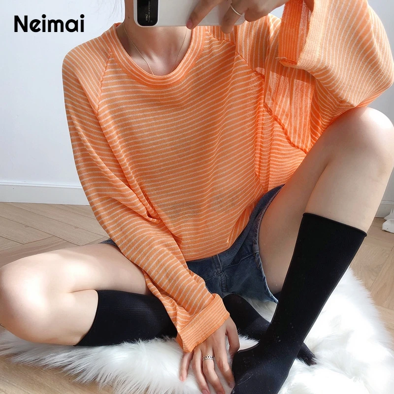Neimai Knitted Striped Shirt Vintage Casual Tops Long Sleeve Blusas Mujer De Moda 2019 Korean Blouse Women Autumn Roupa Feminina 
Neimai Knitted Striped Shirt Vintage Casual Tops Long Sleeve Blusas Mujer De Moda 2019 Korean Blouse Women Autumn Roupa Feminina