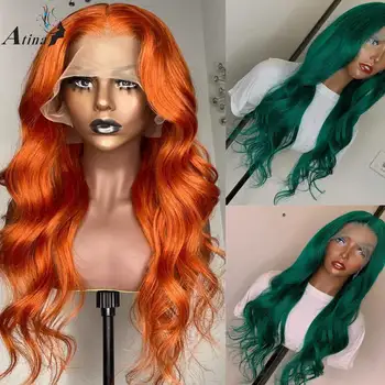 Atina Green Color 13*6 Lace Front Human Hair Wig Pre Plucked Brazilian Remy Orange Wavy Swiss Lace Wig 150 180 250 Density
Atina Green Color 13*6 Lace Front Human Hair Wig Pre Plucked Brazilian Remy Orange Wavy Swiss Lace Wig 150 180 250 Density