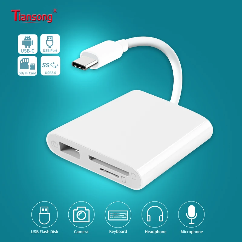 USB3.0 OTG телефон Aux адаптер type-C к USB разъему и SD TF кард-ридер 3 в 1 для huawei Xiaomi samsung
