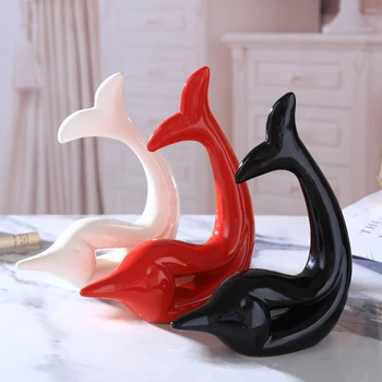 

SIMPLE MODERN CERAMIC DOLPHIN ORNAMENTS ART WEDDING GIFTS PORCH TV CABINET FURNISHINGS CRAFTS BEDROOM HOME FIGURINES DECORATION