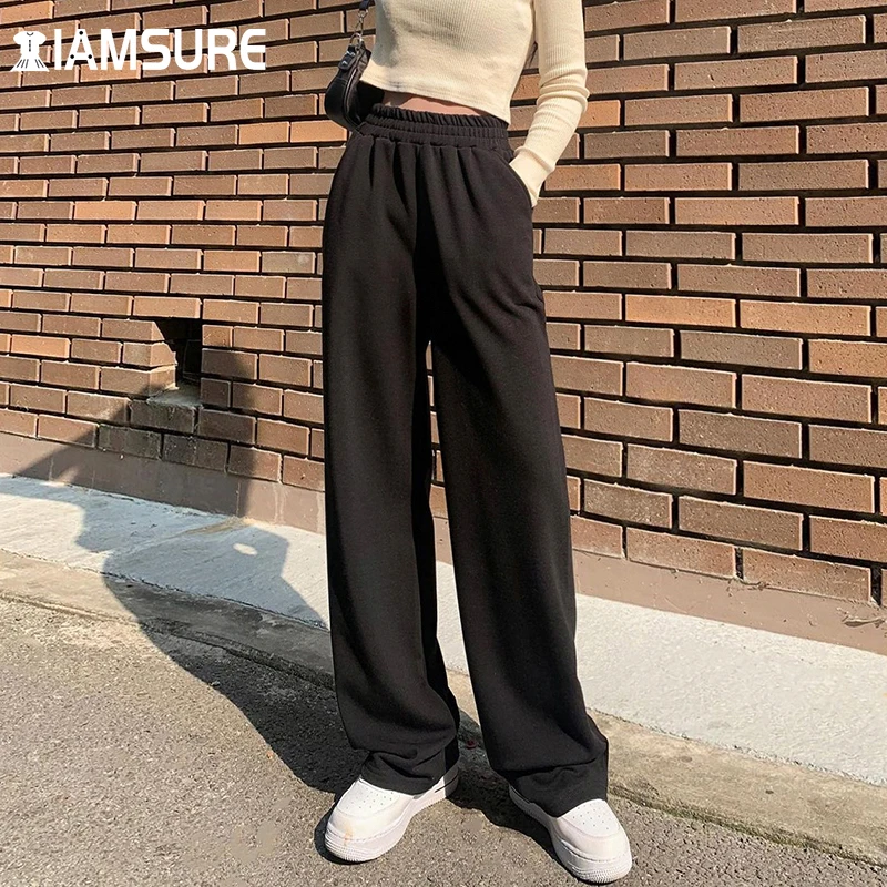 IAMSURE Black Straight High Waisted Sweatpants Female 2020 Winter Autumn Elastic Waist Loose Wid Leg Pants Casual Streetwear Y2K
IAMSURE Black Straight High Waisted Sweatpants Female 2020 Winter Autumn Elastic Waist Loose Wid Leg Pants Casual Streetwear Y2K