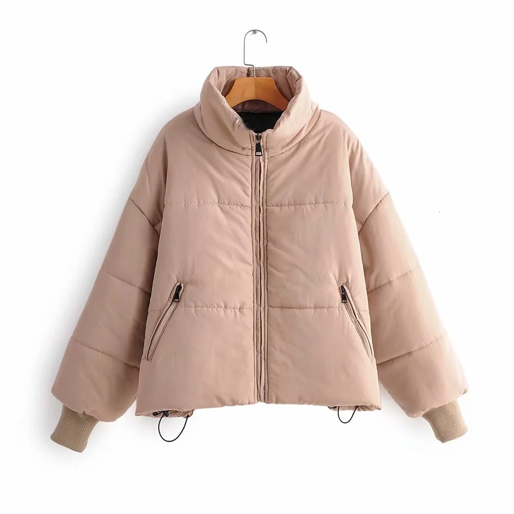 

Fashion Women Baggy Stand Collar Zipper Pockets Outwear Ladies Thick Parka Korean Style Solid Cotton Coat 2019 Winterjas Vrouwen