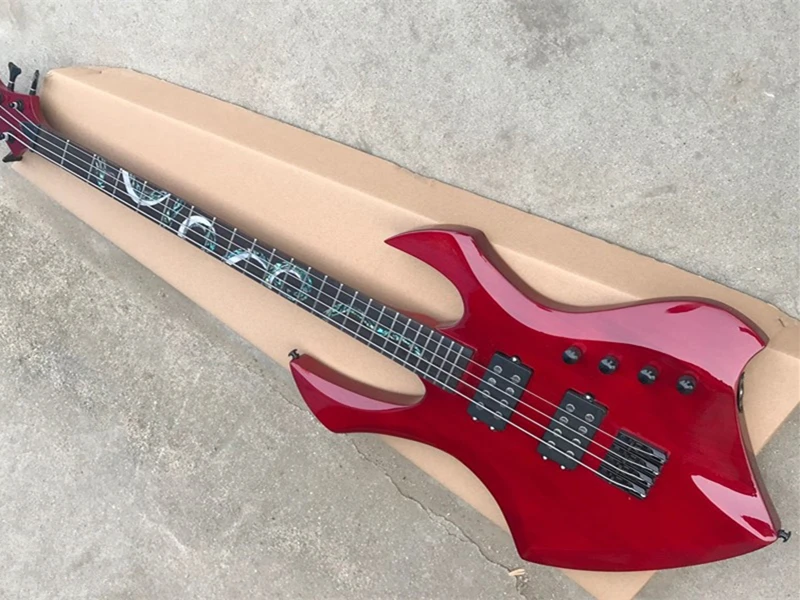 Red Body 4 Strings Electric Bass Guitar with Colorful Pearl Snake Pattern,Black Hardware,HH Pickups,Rosewood Fingerboard
Red Body 4 Strings Electric Bass Guitar with Colorful Pearl Snake Pattern,Black Hardware,HH Pickups,Rosewood Fingerboard