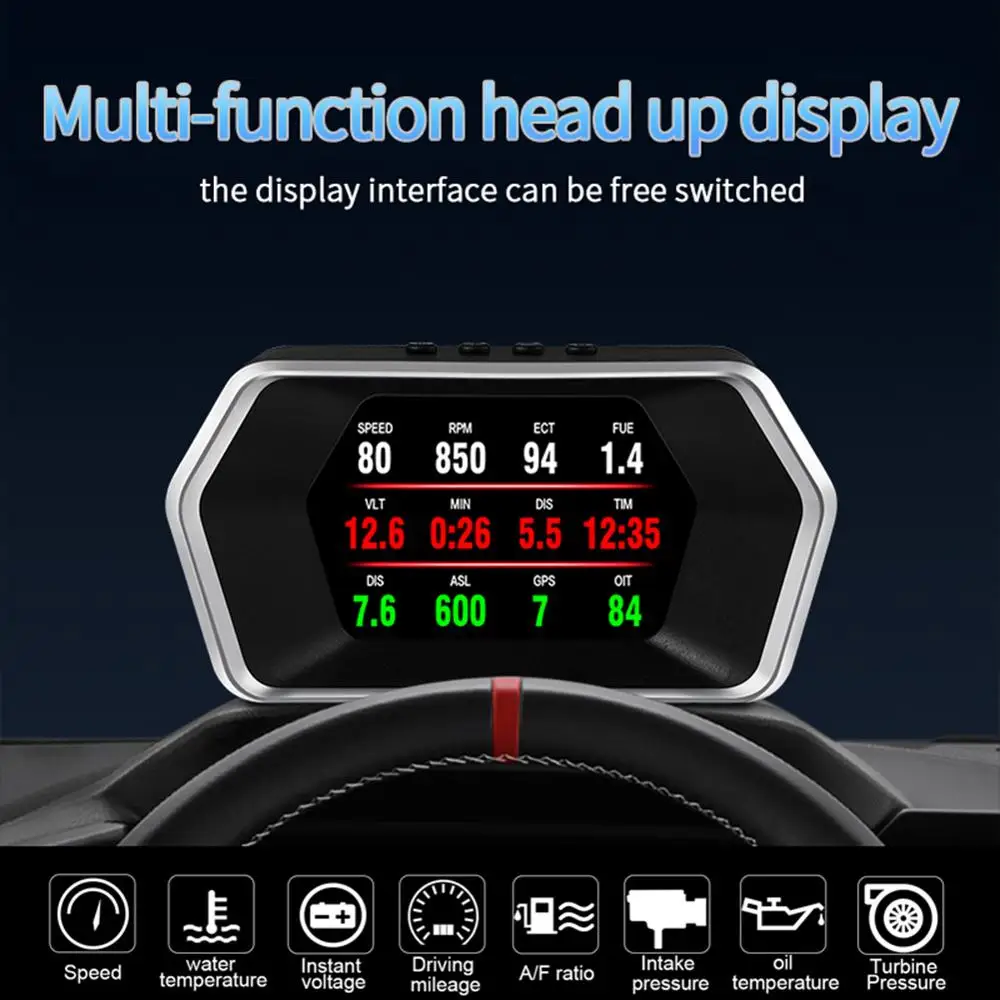 HUD Head-Up Display for Car OBD2+GPS Dual System for Time Display, Mileage, Overspeed Alarm and More
HUD Head-Up Display for Car OBD2+GPS Dual System for Time Display, Mileage, Overspeed Alarm and More